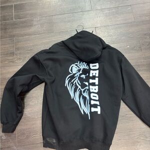 Black Hoodie with Blue Detroit Lion Graphic